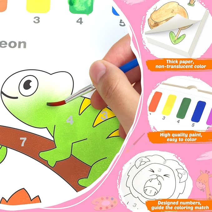 Water Coloring Books for Toddlers - Easter Basket Stuffers Watercolor Paint Book Drawing Art Paper for Kids Mess Free Craft Supplies kit Toy for Age 3 4 5 6 Valentines Birthday Gift(Animal)