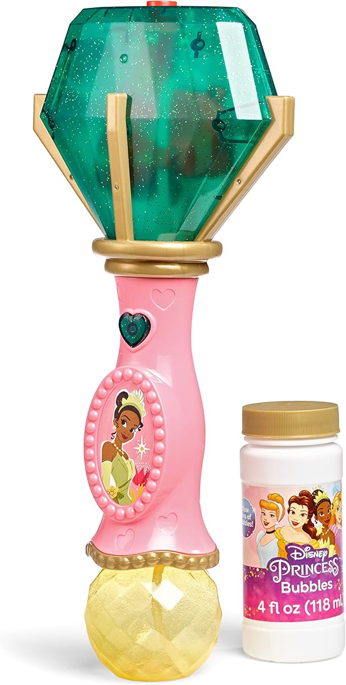 Little Kids Disney Princess and The Frog Tiana Light and Sound Musical Bubble Wand, Includes Bubble Solution, Multi (20522)