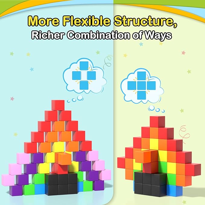 72pcs Magnetic Building Blocks for Toddlers, Large Magnet Construction Cube Toys for Kids, Preschool STEM Educational Sensory Montessori Square Toy for 3 4 5 6 Boys & Girls