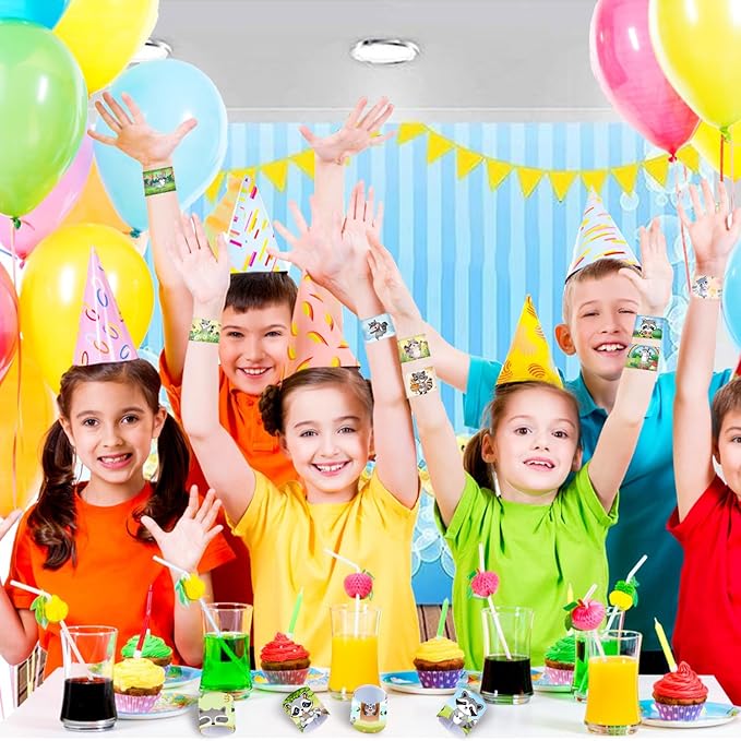 48 PCS Raccoon Slap Bracelets Party Favors, Raccoon Wristbands Bracelets Goodie Bag Fillers for Woodland Raccoon Birthday Party Decorations Supplies Gifts for Kids Boys Girls