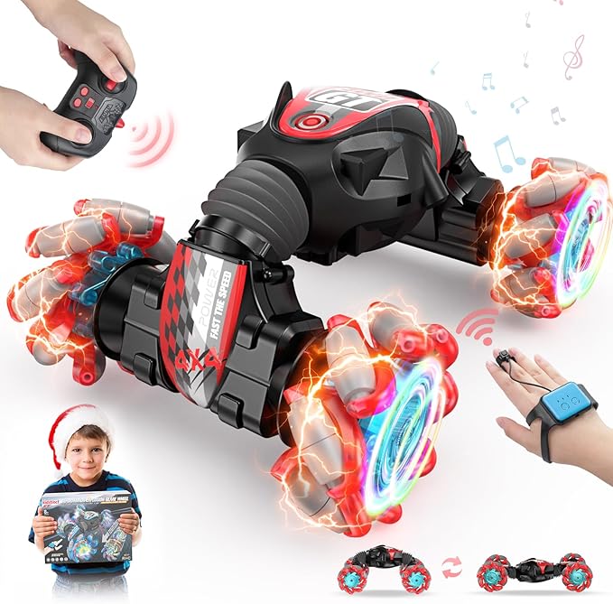 RC Stunt Car for Kids, RC Car Toy, Remote Control Stunt Gesture RC Car with Music, Double Sided 360 DegreeSpins and Flips Gesture Sensing Rc Stunt Car, for 8-15 Years Boy Girl, Birthday