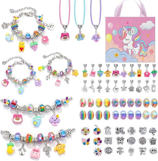Eihatfif Charm Bracelet Making Kit,Unicorn/Mermaid Crafts Gifts Set for Girls Teens Age 4-12,Jewelry Making Supplies Beads