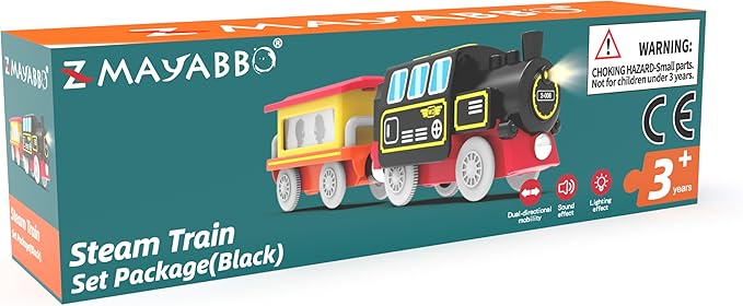 Battery Operated Locomotive Train for Wooden Tracks, Motorized Train Toys for Toddlers, Trains Accessories Compatible with Thomas, Brio, Chuggington, Melissa and Doug (Battery Not Included)