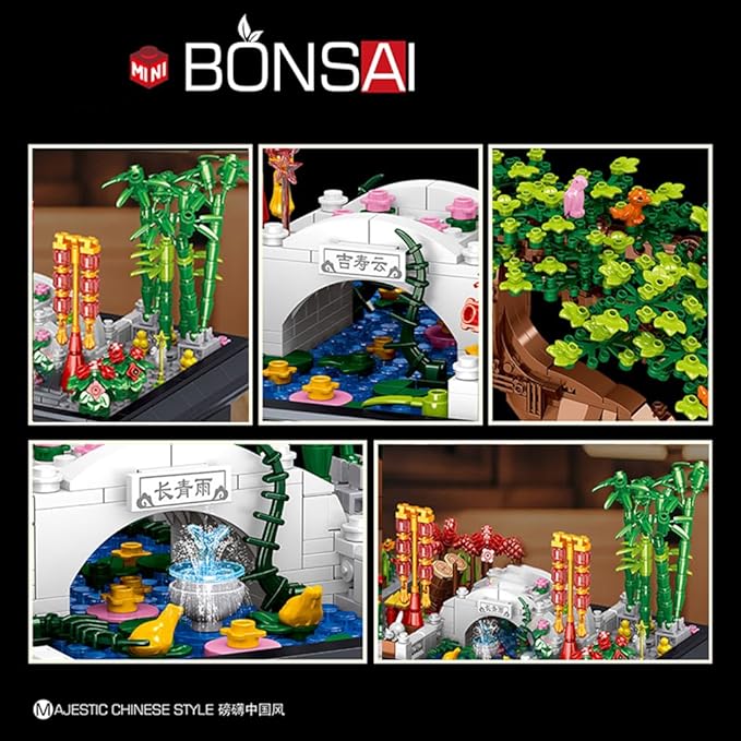 Bonsai Tree Building Sets,Oriental Style Bonsai Architectural Building Kits for Adults,Bonsai Tree Building Blocks Set for Kids 6+,Ideal Gift for Home Décor or Office Art(1286pcs)