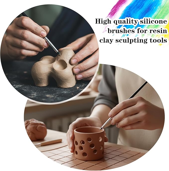 10 Pack Silicone Paint Brushes Silicone Rubber Tip Paint Pens Brushes Flexible Clay Carving Tools Silicon Color Shapers Brush Professional Sculpting Tool for Artwork Shaping Carving Handicraft Pottery