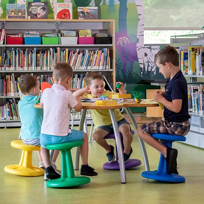 KORE Design Wobble Stool Chair, Girls + Boys Kid Desk Stools, Ergonomic Small Office Chairs, Flexible Seating for Active Child, ADD/ADHD, Classroom, School, Home, Kids (14in), Age 6-7 yrs, Black