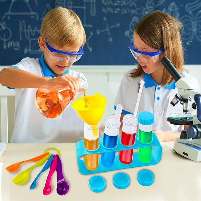 Beelittle Kids Scientist Lab Coat Costume Dress Up with Goggles ID Card Science Experiment Set for Age 3-10