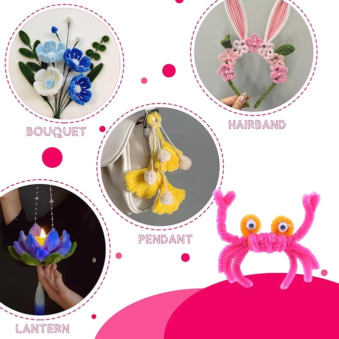 100Pcs Pipe Cleaners, Pipe Cleaners Craft, Chenille Stems Creative Craft Pipe Cleaners for Festivals Flower Making, Crafting Pipe Cleaners for DIY Decorations/Rose