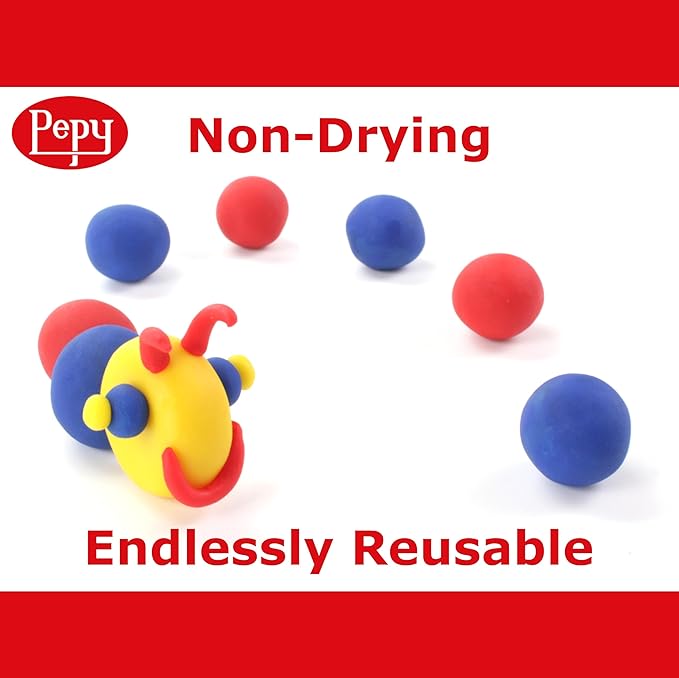 Pepy Plastilina Reusable and Non-Drying Modeling Clay; Set of 48 Bars, 1.4 Ounce Each, 16 Each of 3 Colors, Perfect for Arts and Crafts Projects, Primary Colors …