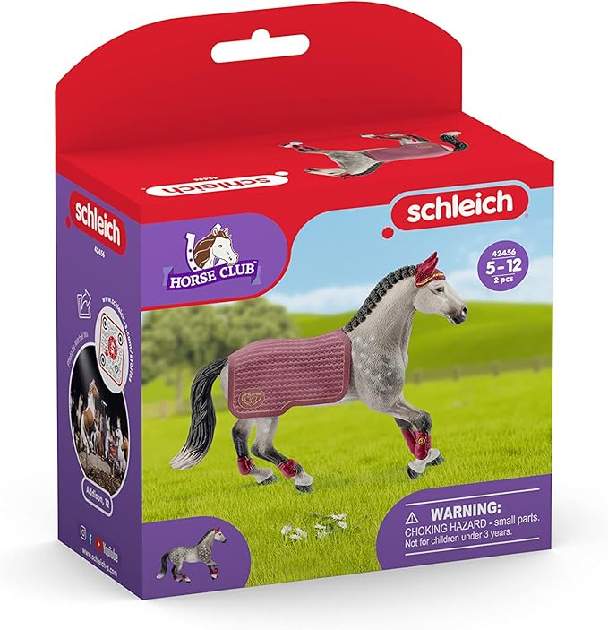 Schleich Horse Club Trakehner Mare Riding Tournament Horse Toy Figurine - Authentic Mare Horse Toy with Removable Blanket for Boys and Girls Imagination and Play, Gift for Kids Ages 5+
