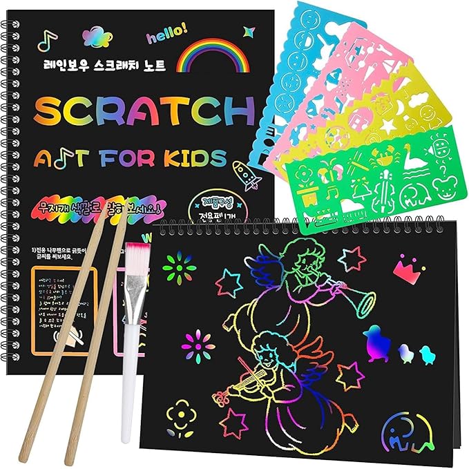Smasiagon Scratch Paper Art Set for Kids: 2 Pack Scratch Off Arts Crafts Valentine's Day Gifts for Kids Ages 3-12 Girls Boys Birthday Christmas Party Favor Games Easter Basket Stuffers DIY Activity