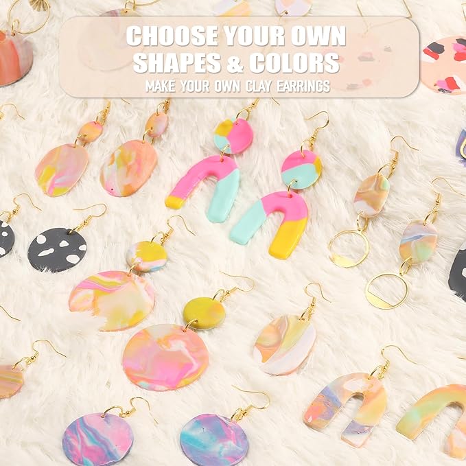 Patemby 184Pcs Polymer Clay Earring Making Kit for Art Craft Gift Teen Girls and Adults, Ages 12+ DIY Polymer Clay Earring Jewelry Craft Making Set