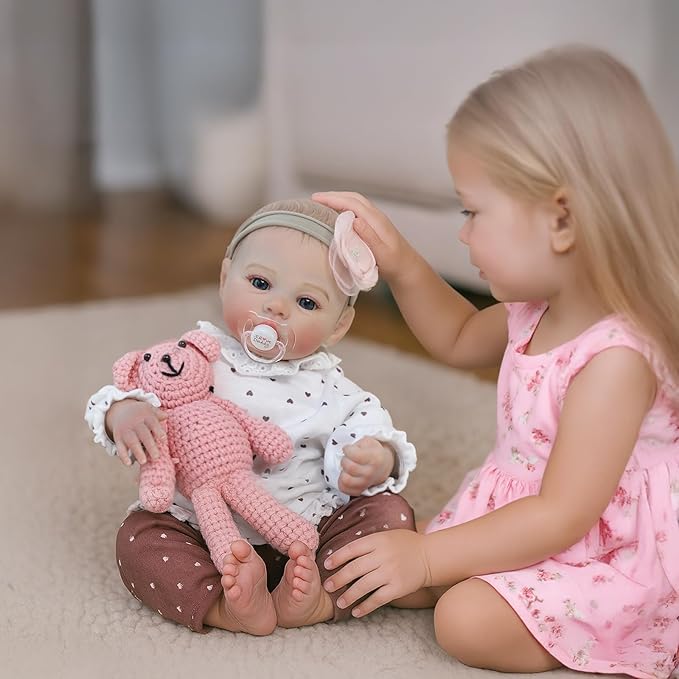 Reborn Baby Dolls - 18 Inch Realistic Baby Doll Girl, Real Life Baby Dolls with Cute Soft Vinyl Body, Real Baby Doll Newborn Lifelike Baby Gift with Accessories for 3+ Years Old Kids