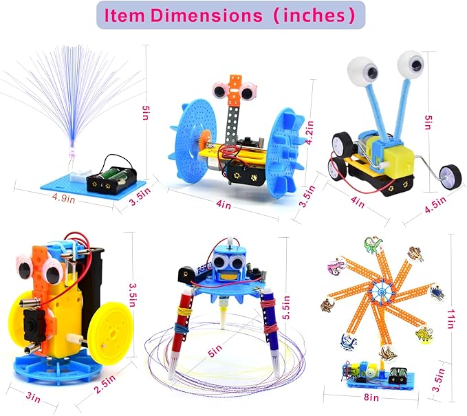 STEM Robotics Kit - Educational Science Kits 6 Sets - Hands-On STEM Projects for Kids 6-8 - STEM Toys for Boy Girl 6 7 8 9 10 11+ DIY Engineering Build Robot Building Kits Science Experiments for Kids