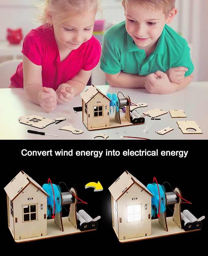 Poraxy 4 Set STEM Kits for Kids Ages 8-10, Science Experiment Projects Building Kits, Wooden 3D Puzzles, Educational Building Toys for Ages 8-12-13, Gifts for 8,9,10,11,12 13 Year Old Boys and Girls