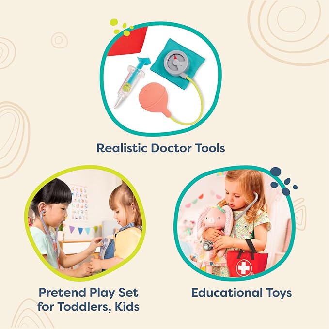 B. toys- Mini Doctor Care Kit- Pretend Play Doctor Play Set – Realistic Doctor Tools – Pretend Play Set for Toddlers, Kids – Educational Toys- 18 Months +