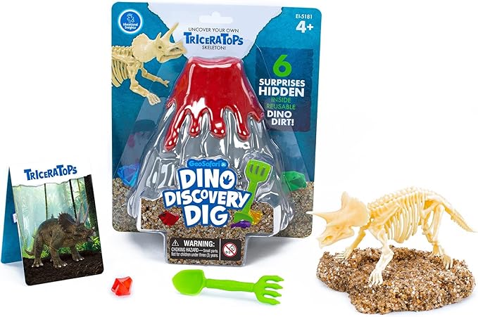 Educational Insights GeoSafari Jr. Dino Discovery Dig Triceratops Fossil Kit, Science Toy, Giftr for Boys & Girls, Ages 4+