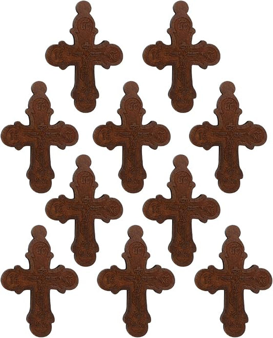 COTTVOTT Wooden Christian Jesus Cross/Orthodox Crucifix Charms Pendants for Rosary Necklace, DIY Jewelry Making Accessories Parts
