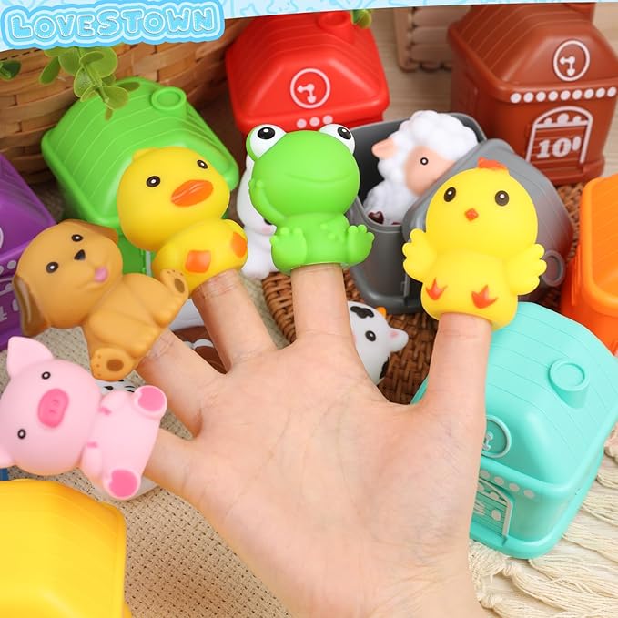 LovesTown 20PCS Learning Barn Toys, Farm Animals Toys Toddler Farm Montessori Counting, Matching and Sorting Fine Motor Games Birthday Gift for Baby Toddlers