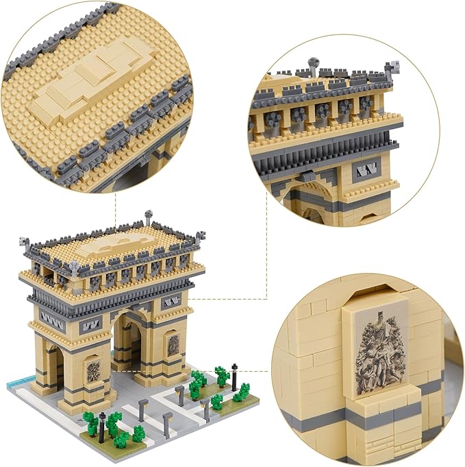 Building Blocks Set Arc De Triomphe Model Micro Building Blocks 2020 PCS Famous Architecture Building Kit, Gifts for Kids and Adult