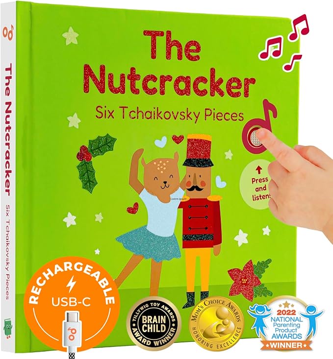 Cali's Books The Nutcracker Book for Children | Rechargeable USB Musical Book for Toddlers 1-3 | The 6 Excerpts from Tchaikovsky's Nutcracker | Ballet Gift for Kids