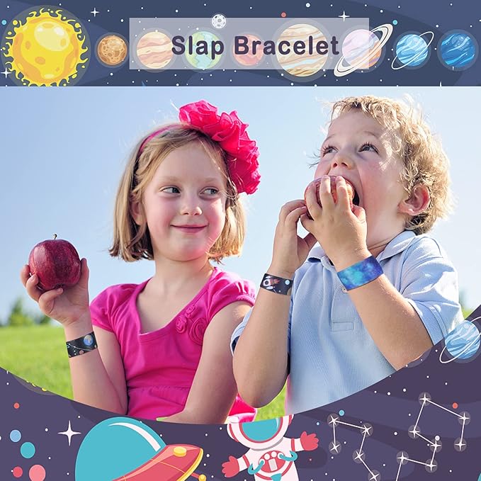Viicoor 30PCS Space Slap Bracelets Snap Bracelet Wrisrtband for Party Favors Basket Bag Filler School Prizes Gifts Party Favors Bulk