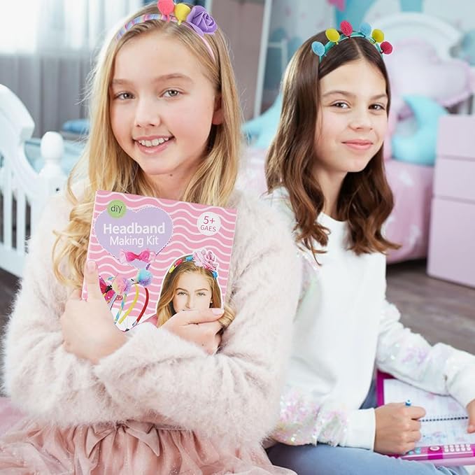 JOFONY Headband Making Kit for Girls,Make Your Own Fashion Headbands Girls Hair Accessories Arts and Crafts for Kids Ages 3-12 Birthday Presents DIY Toys (10 pcs)