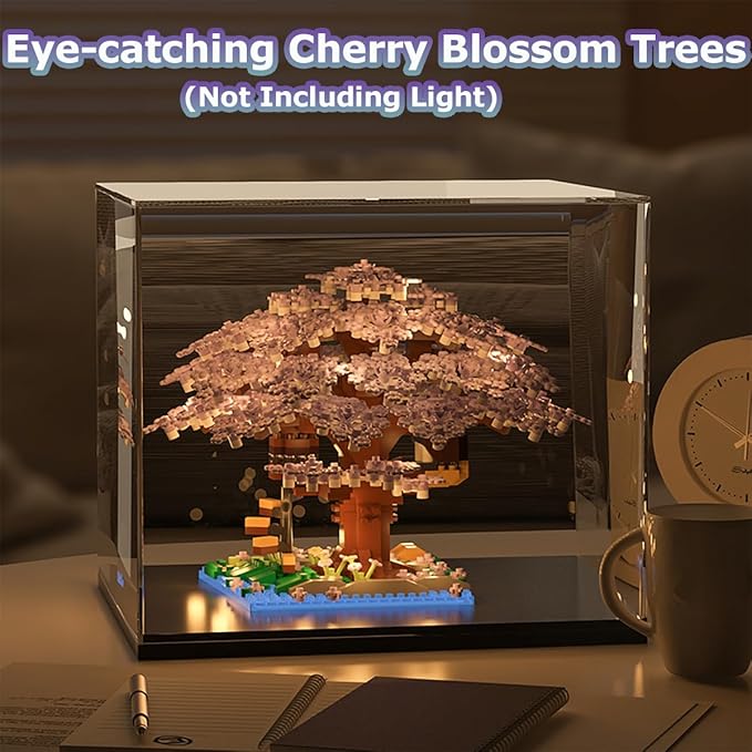 Beego 2 Bonsai Tree Cherry Blossom Building Toy Not Compatible with Lego, Japanese Sakura Pink&Purple Flower House Building Micro Bricks, Tree House Botanical Collection for Adults, Teen (2201 PCS)