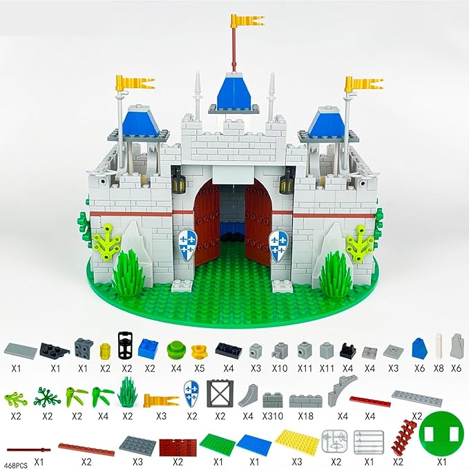 Usoway Medieval Knight Castle Building Blocks Set,Comes with 12 Knights Figures,Compatible with Lego Medieval Town Square Toys,for Adult and Children Ages 6+, 607016