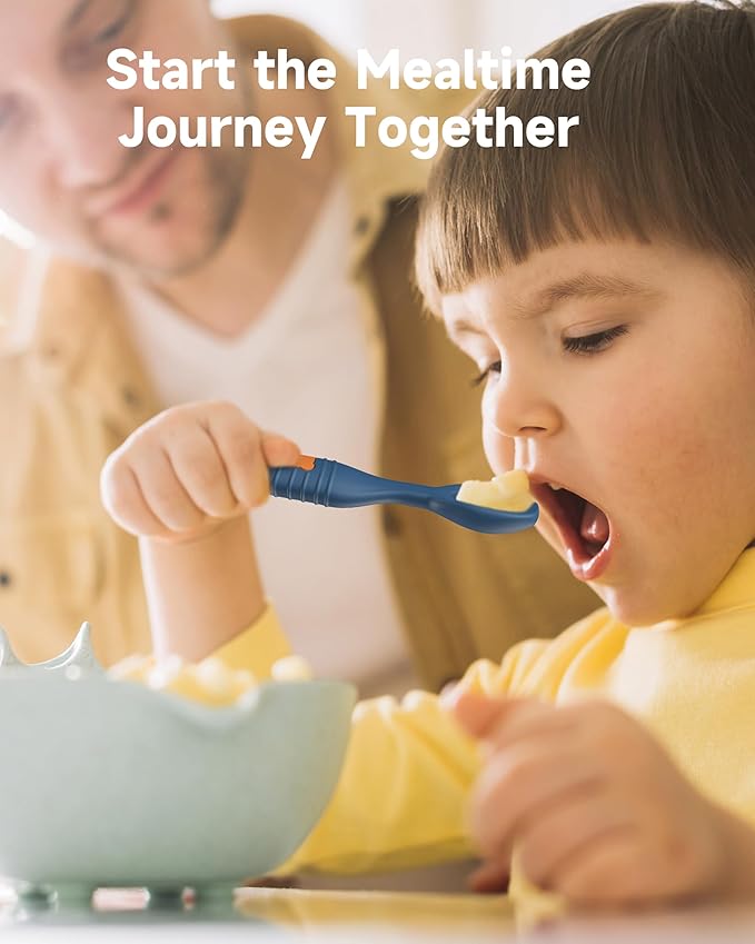 2 Pack Baby Spoons, First Stage Spoons, Food Grade Silicone, 6+ Months, Teething for Self Feeding, Toddler Utensils for Baby Led Weaning, BPA Free