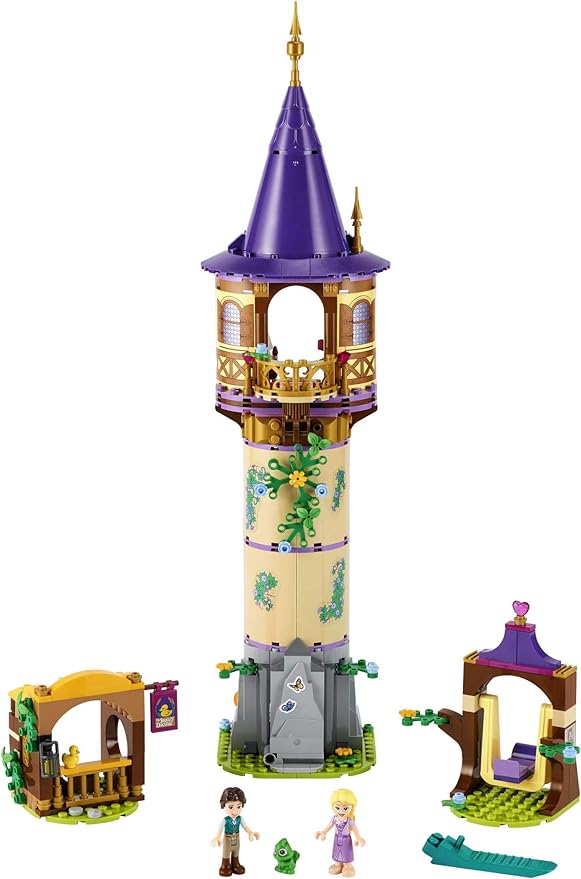LEGO Disney Princess Rapunzel’s Tower 43187 Castle Building Toy Kit and Playset with 2 Mini-Dolls from Tangled Movie, Gift Idea for Kids, Girls and Boys