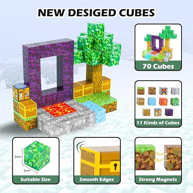Kid Odyssey Magnetic Blocks - Mine Magnet Portal World Set, Magnetic Tiles Building Toys for Boys & Girl, Magnetic Montessori Toys Gifts for 3+ Years Kids