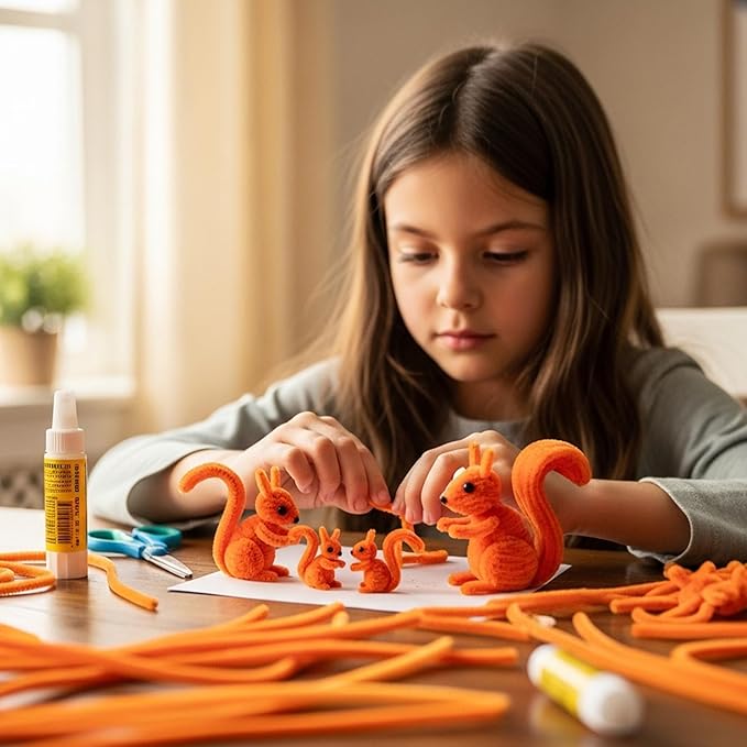 Caydo 200 Pieces Orange Pipe Cleaners for Flowers Making, Craft Chenille Stems for Kids Creative DIY Art Crafts and Home Decorations (12 Inch x 6 mm)