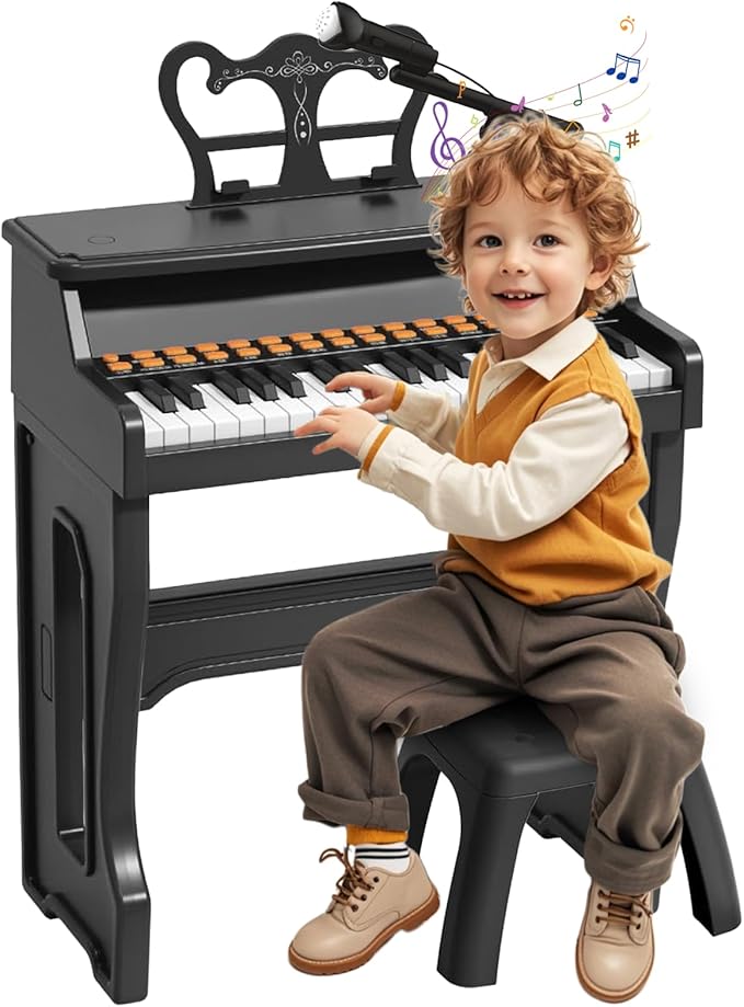 Piano Keyboard for Kids 3-6 - 37 Keys Electric Musical Keyboard with Microphone, Stand & Stool, Kids Learning Piano Toys for Beginners 3 4 5 6 Years Old Girls Boys Birthday Gift