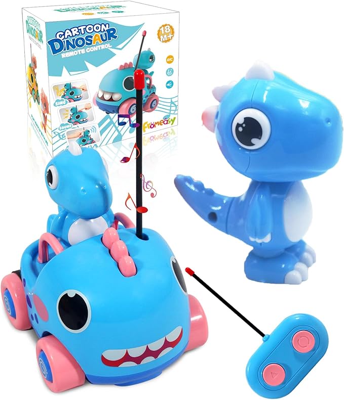 Toddler Remote Control Car, Cartoon RC Dino Chasers Cars, Toddler Toys, 3 Year Old Boy Toys, Car Toys for 3 Year Old Boys, Music & Sound Christmas Birthday Gift