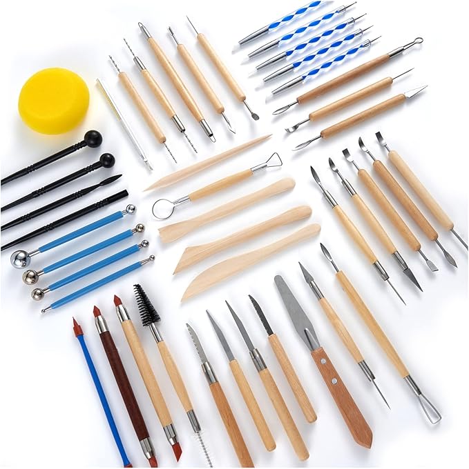 Clay Sculpting Tools,Air Dry Clay Tools,Pottery Tools,44 Pcs Double Sided Polymer Clay Tools Kit,Ceramics Tools,Modeling Clay Tools with Carrying Case Bag