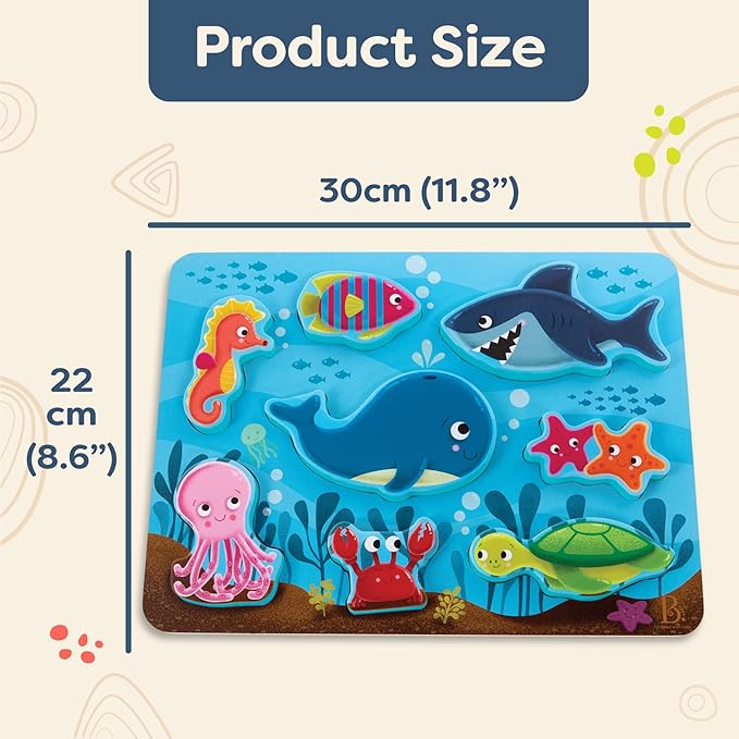 B. toys- Peek & Explore - Under The Sea- Wooden Puzzle – Chunky Puzzle for Toddlers, Kids – Underwater Puzzle – Ocean Animals – 2 Years +