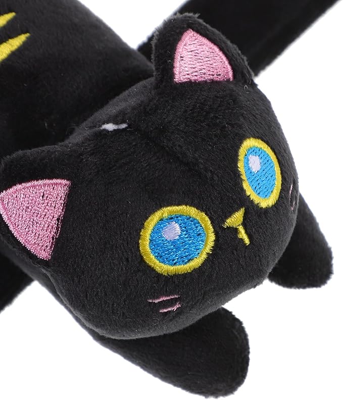 Vaguelly Cat Slap Bracelet,Stuffed Animal Slap Bracelets Adorable Plush Animals Huggers Slap Bracelets Interactive Toy for Kids Birthday Party Gifts Black
