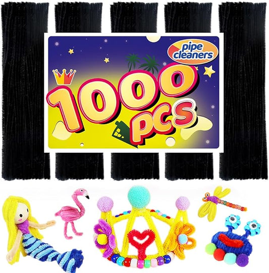 Pipe Cleaners, Pipe Cleaners Craft, Arts and Crafts, Crafts, Craft Supplies, Art Supplies (1000 Black Pipe Cleaners)…