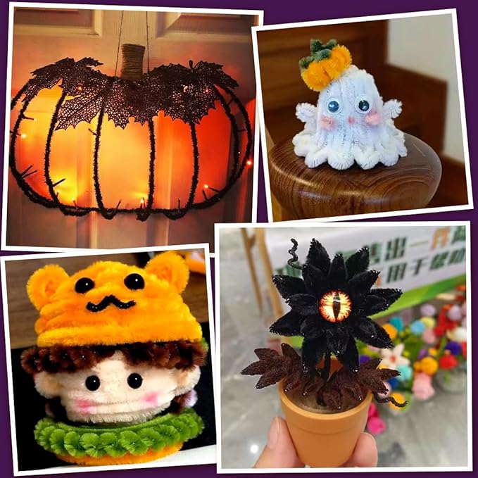 150pcs Halloween Pipe Cleaners, Pipe Cleaners for Crafts, Craft Supplies Multicolor Chenille Stems for Art&Craft Christmas DIY Projects(9colors,Halloween)