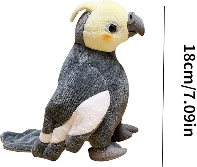 ZHONGXIN MADE Grey Cockatiel Plush Toy - Simulation 7 Inch Parrot Stuffed Animal, Cute Little Bird Doll as Gift for Your Friends