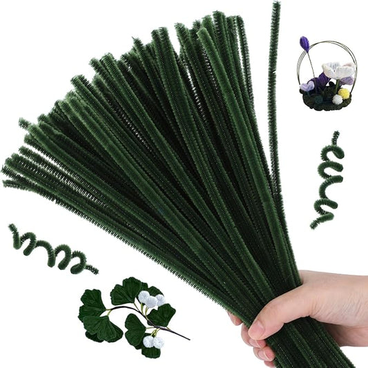 Pipe Cleaners, 100PCS Moss Green Pipe Cleaners Craft Supplies, Pipe Cleaners Bulk Fuzzy Sticks for DIY Art and Craft Projects Home Decoration