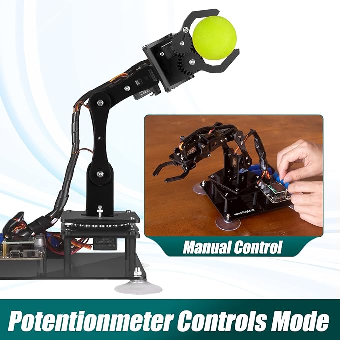 Adeept 5DOF Robotic Arm Kit Compatible with Arduino IDE, Programmable DIY Coding STEM Educational 5 Axis Build Robot Arm,Robot Starter Kit with OLED Display Processing Code and Tutorials - Wooden