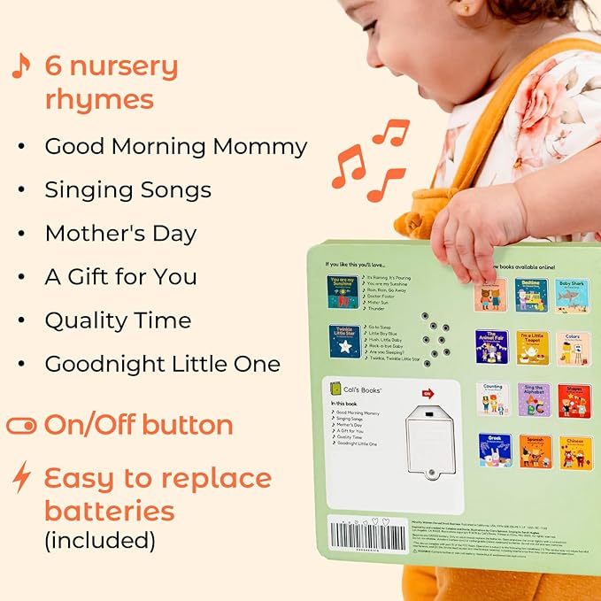 Cali's Books Mommy I Love You - Musical Book for Toddlers 1-3 with Nursery Rhymes to Celebrate Mom - Interactive Sound Book - Mommy and Me Gifts