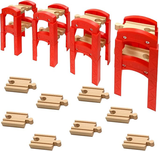 Wooden Train Bridges, Bridge Support, Wooden Train Track Accessories, Wooden Train Track, Train Tracks Compatible with All Major Brands, Wooden Toys for Girls & Boys