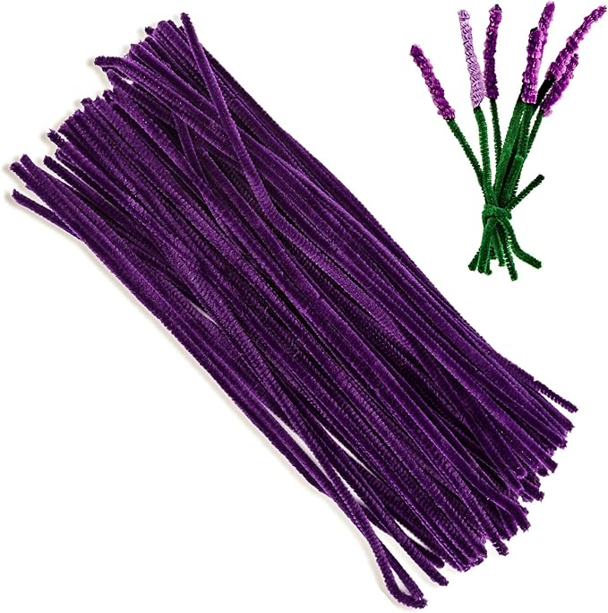 100 Pieces Pipe Cleaners Chenille Stem, Solid Color Pipe Cleaners Set for Pipe Cleaners DIY Arts Crafts Decorations, Chenille Stems Pipe Cleaners (Purple)
