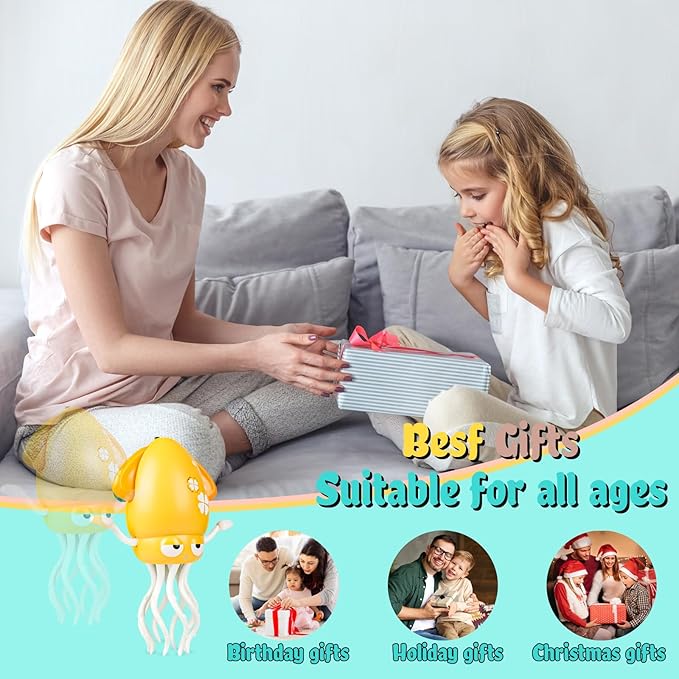 Dancing Octopus Baby Toy, Music & Interactive Sensory Toys for 3 6 9 12 Month & 1 2 3 Year Old Boy Girl, Crawling Dancing Squid Toy for Baby Sensory Toy, Birthday Gift & Christmas Stocking Stuffers