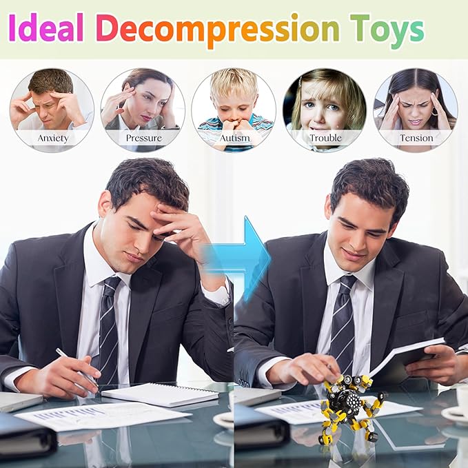 Stcoking Stuffer Gifts Fidget Spinners for Kids and Adults Stress Relief Sensory Fidget Toys for Boys and Girls Fingertip Gyros for ADHD Autism for Kids 2 Pcs