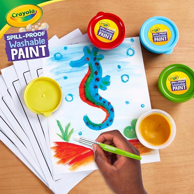 Crayola Spill Proof Paint Set (5ct), Washable Paint for Kids, Craft Supplies for Classrooms, School Supplies