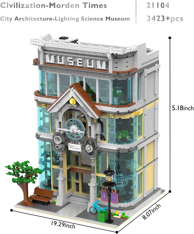 JMBricklayer 21104 Science Museum Building Sets for Adults - House Model Display and Collection Office Room Decor, City Technology Construction Sets Ideas Gifts, Educational Toys for Boys and Girls